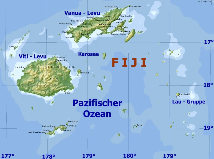 Fidschi Inseln Weltkarte
