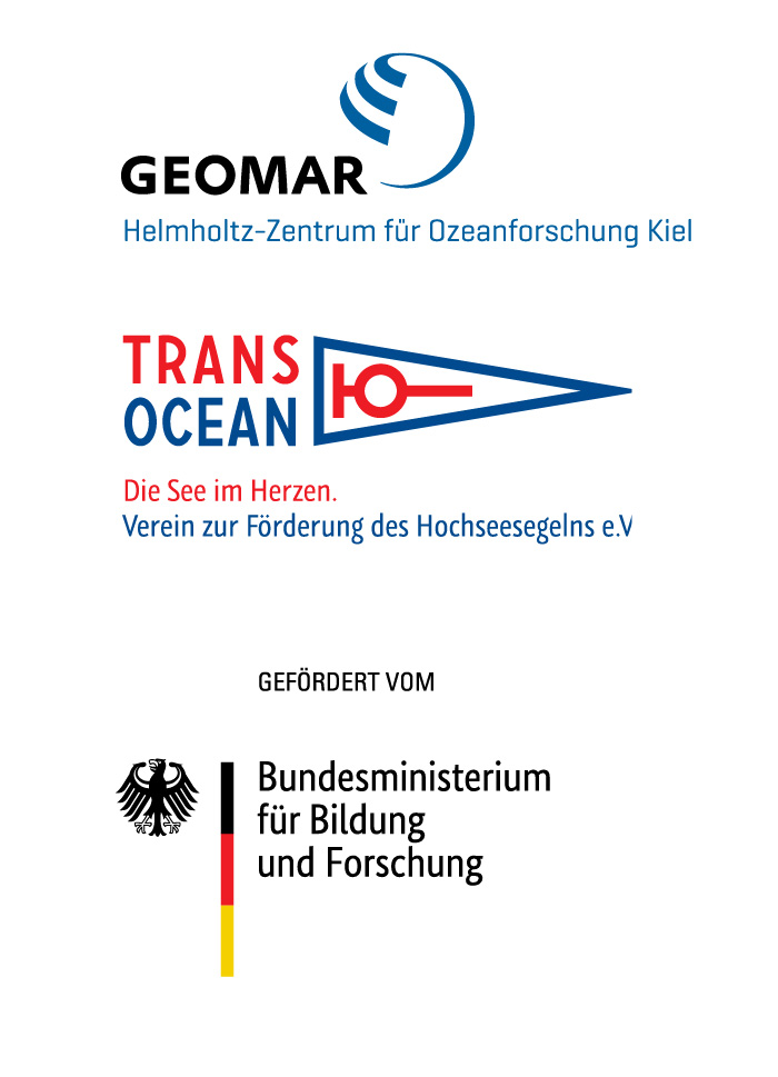 Logos des GEOMAR, TRANS-OCEAN e.V. und BMBF