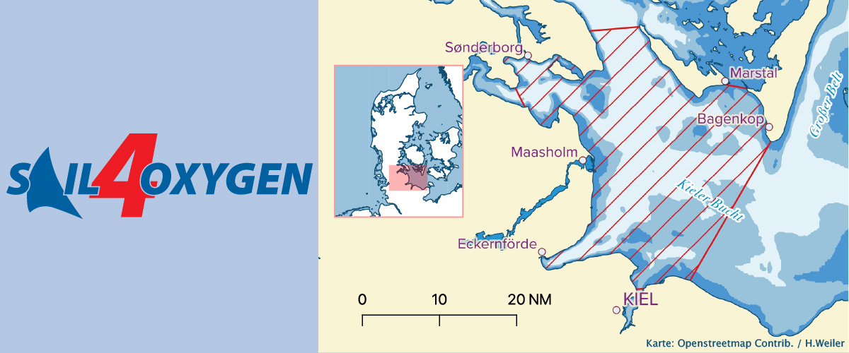 Karte des Messgebietes in der Kieler Bucht